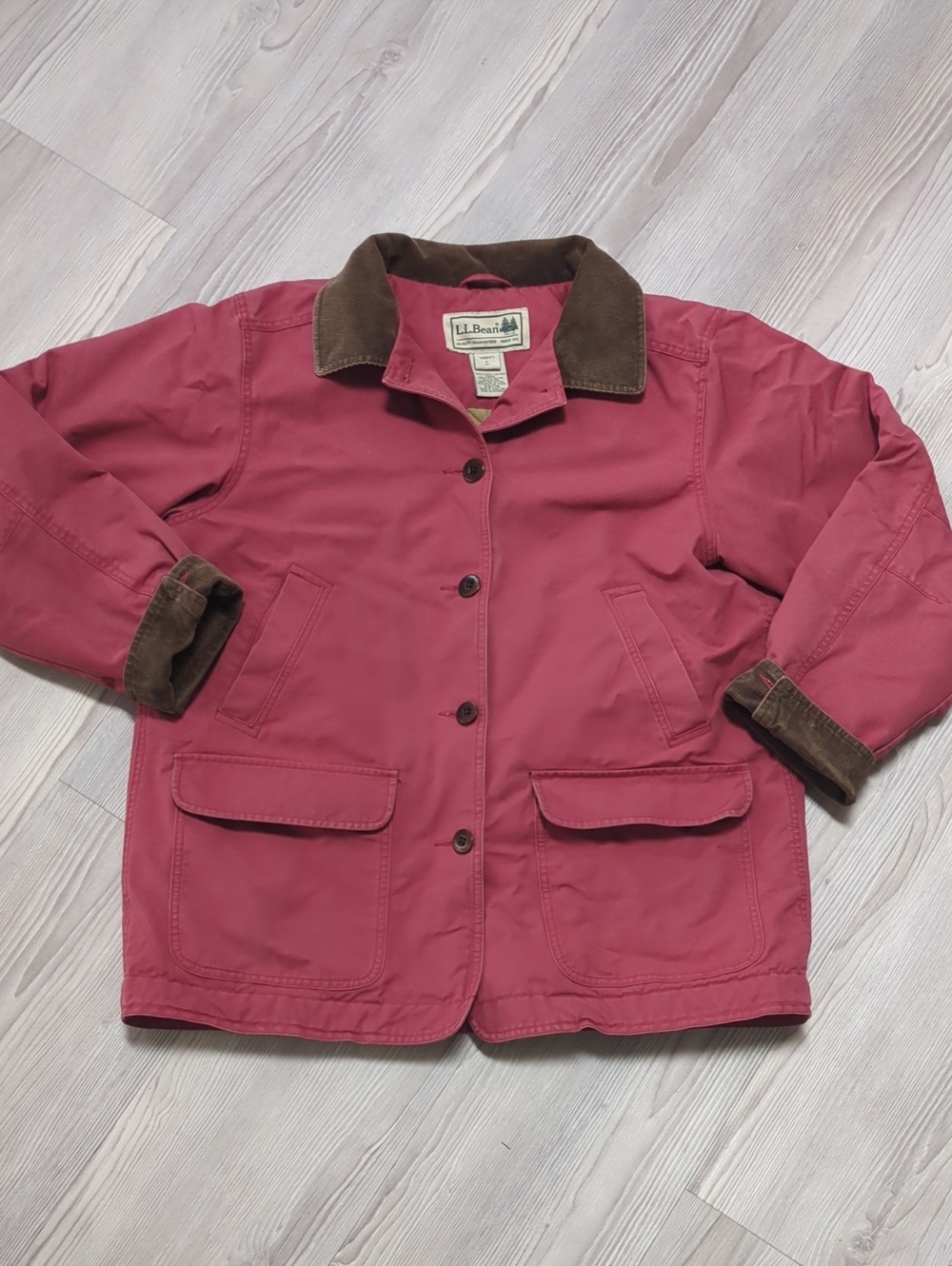 L.L.Bean Insulated Barn Field Coat Thinsulate Pink Corduroy L Petite Chore